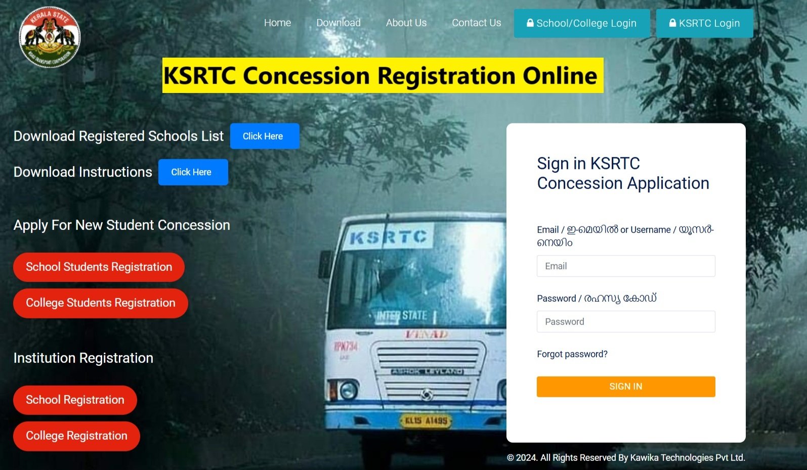 KSRTC Concession Registration Online